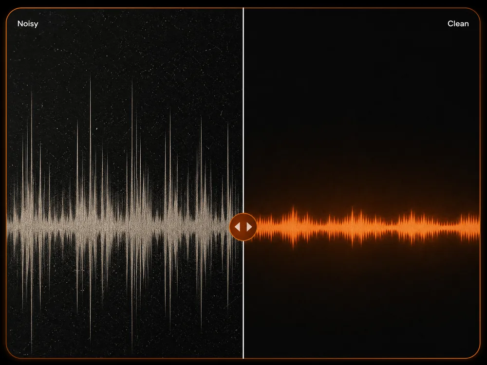 Keyboard clicks removed from a voice recording