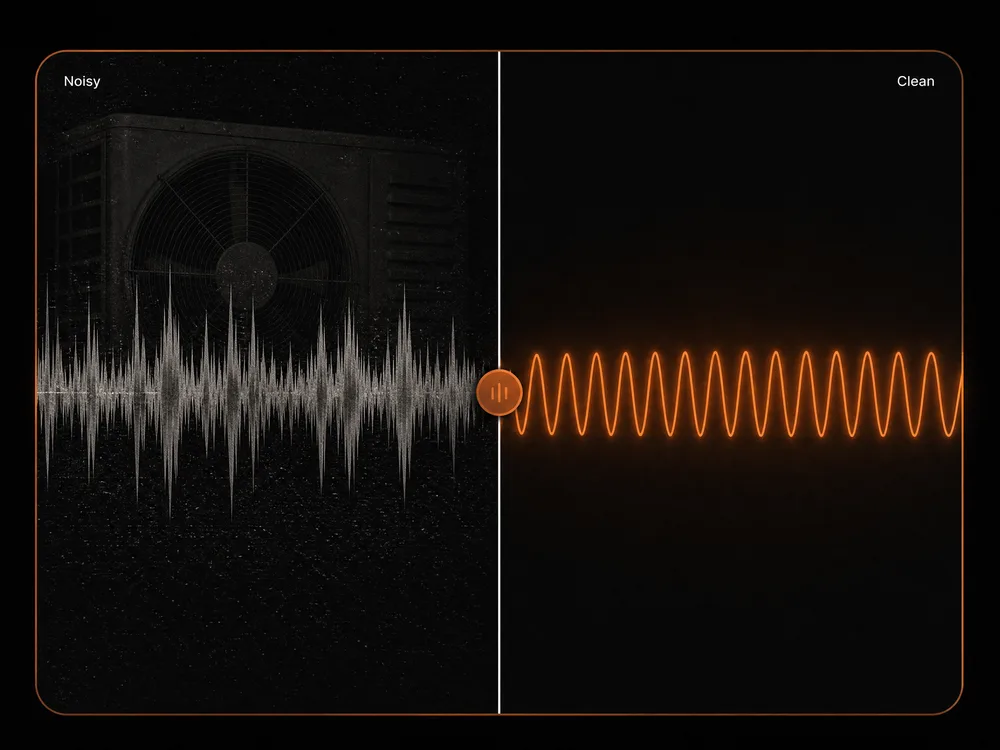 Air conditioning hum removed from a recording