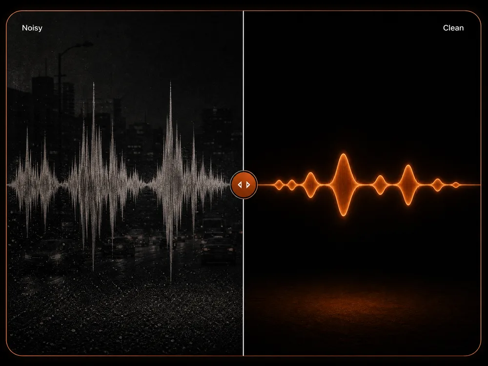 Street noise removed from an outdoor recording