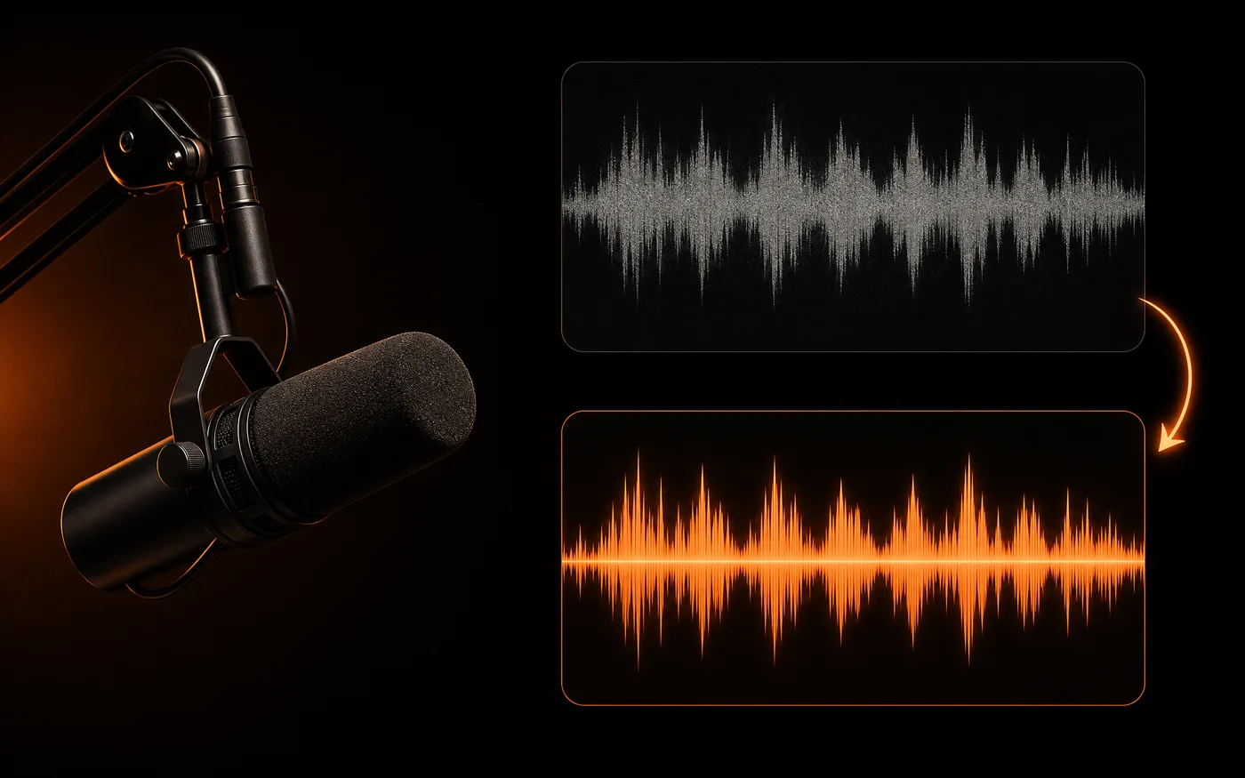 A podcast recording with background noise removed