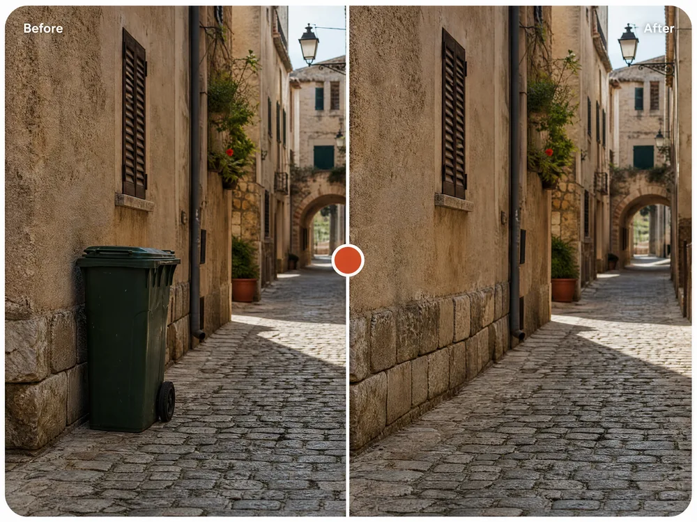 Object removed from a photo with AI