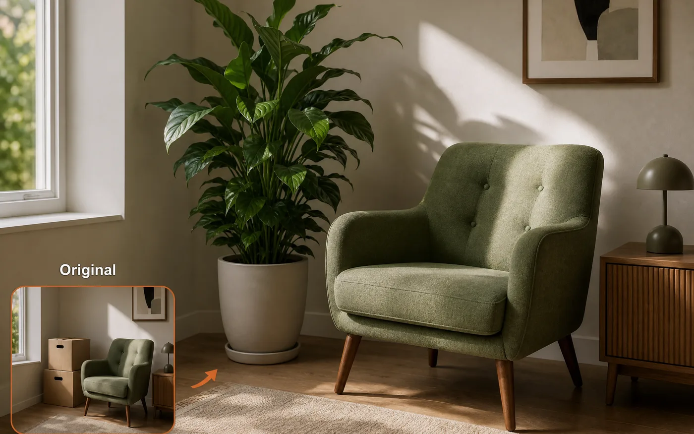 An object edited out of a photo with AI