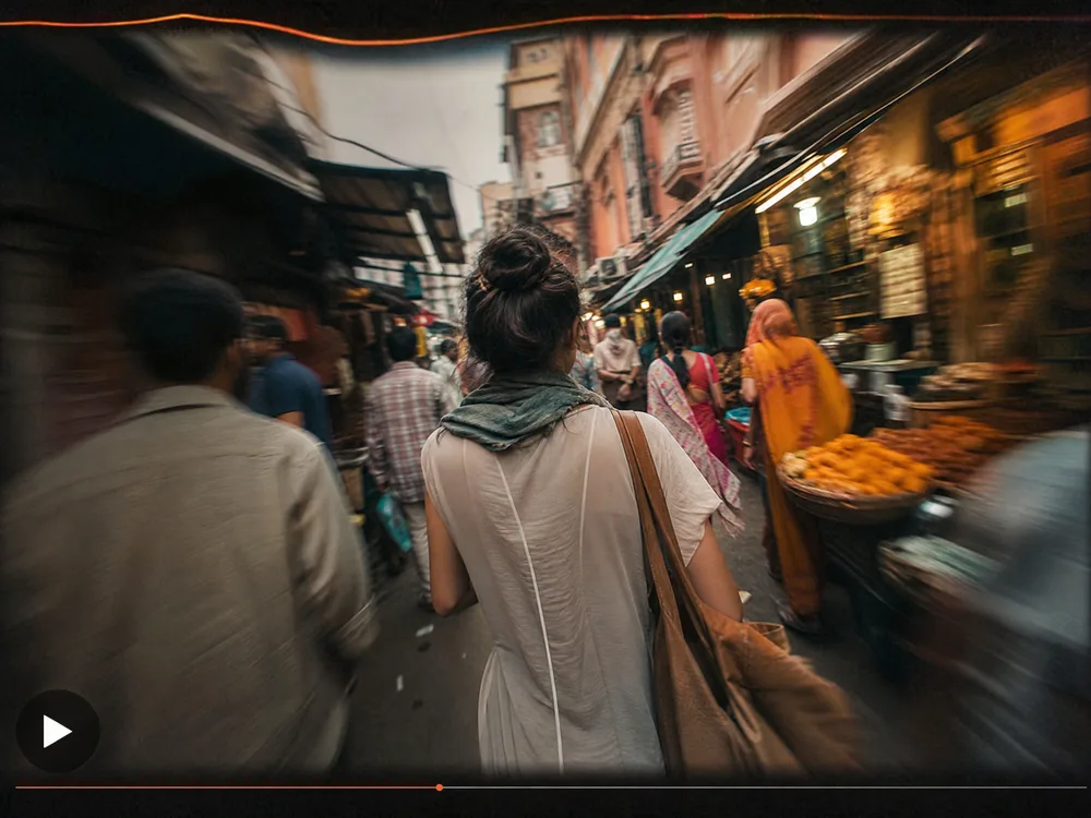 Photo animated with a handheld camera drift