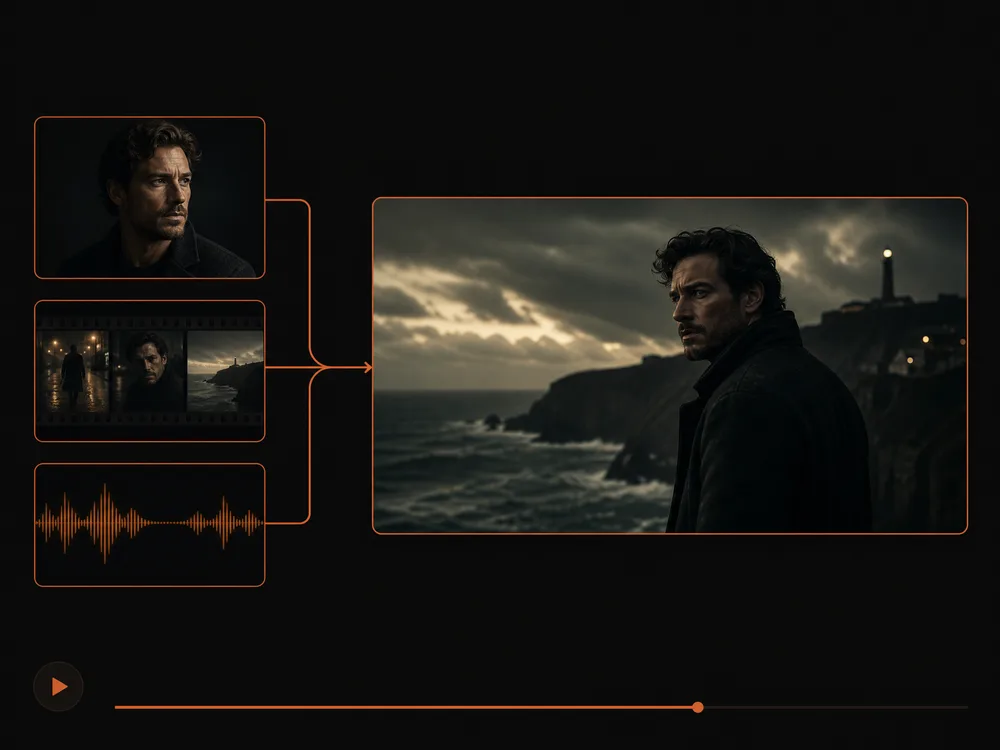 Several references combined into one generated scene
