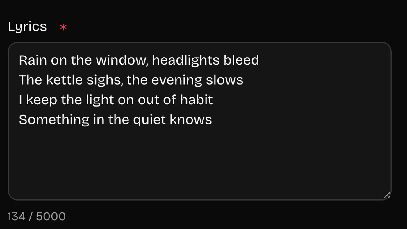 Adding lyrics to the music generator
