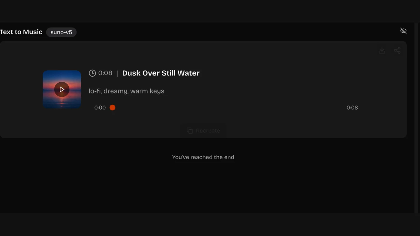Downloading a finished generated track