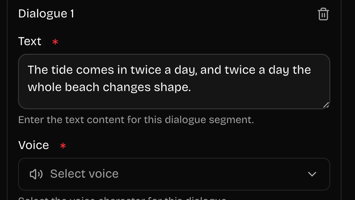 A script being pasted into the text to speech tool