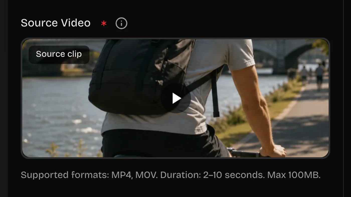 A clip being uploaded to the video to video generator